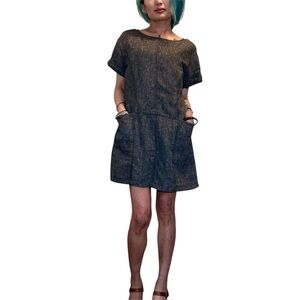 Casual Oversized Short Sleeve Pocket Dress - Dark Gray